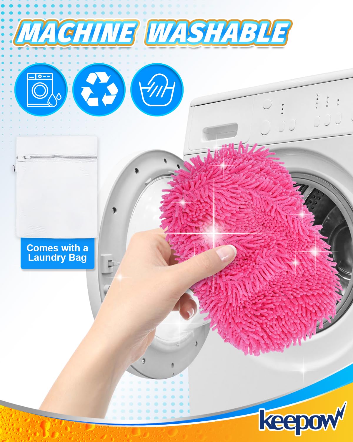 KEEPOW Toallitas de suelo reutilizables para Swiffer, 2 unidades de microfibra rosa, húmedas y secas, gran absorción de polvo y pelo