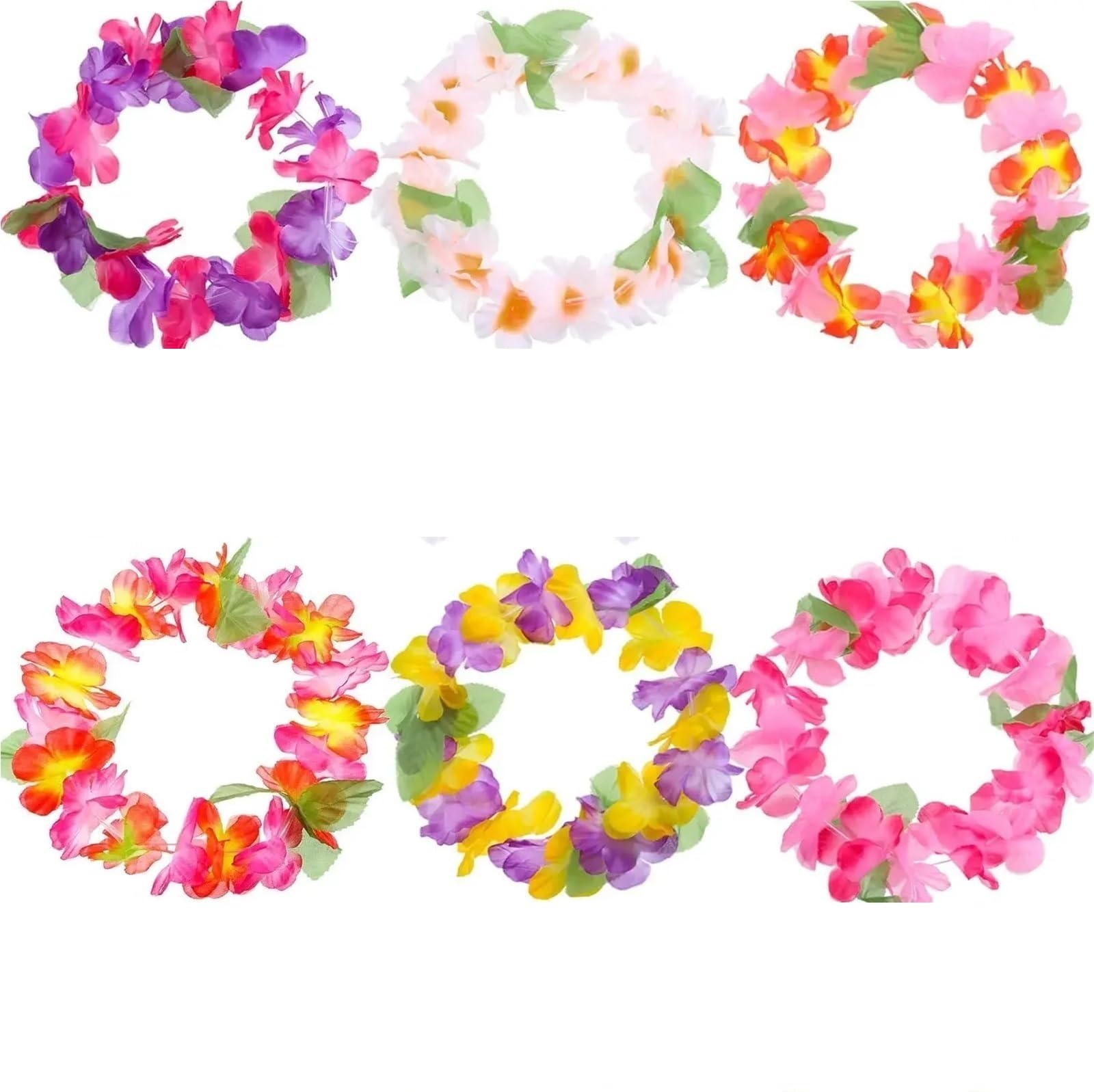 48 Stück Hawaiiketten, Luau-Partydekorationen, Hawaii-Blumenkranz, Girlande, Halskette, Leis for Luau-Party, Tropische Sommerhochzeit Für Kinder Erwachsene