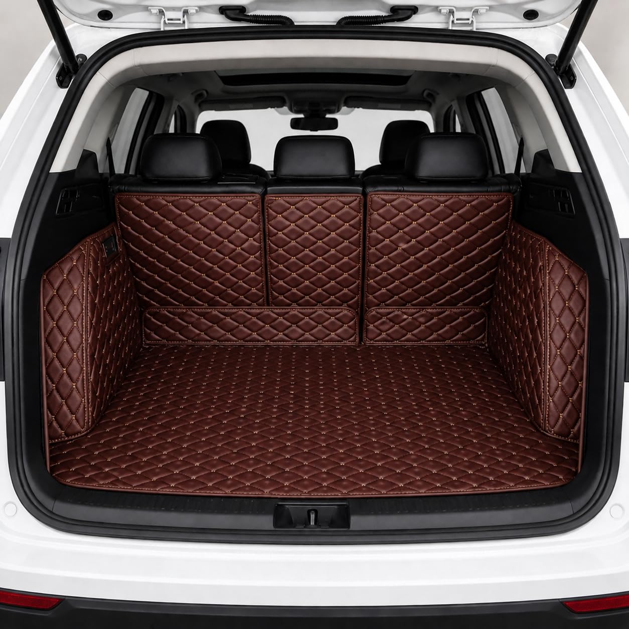 WBNLCRTD Leather Car Boot Liner for BYD Tang（5seats）, Waterproof Anti-Slip Trunk Mat Protector Full Coverage,Coffee