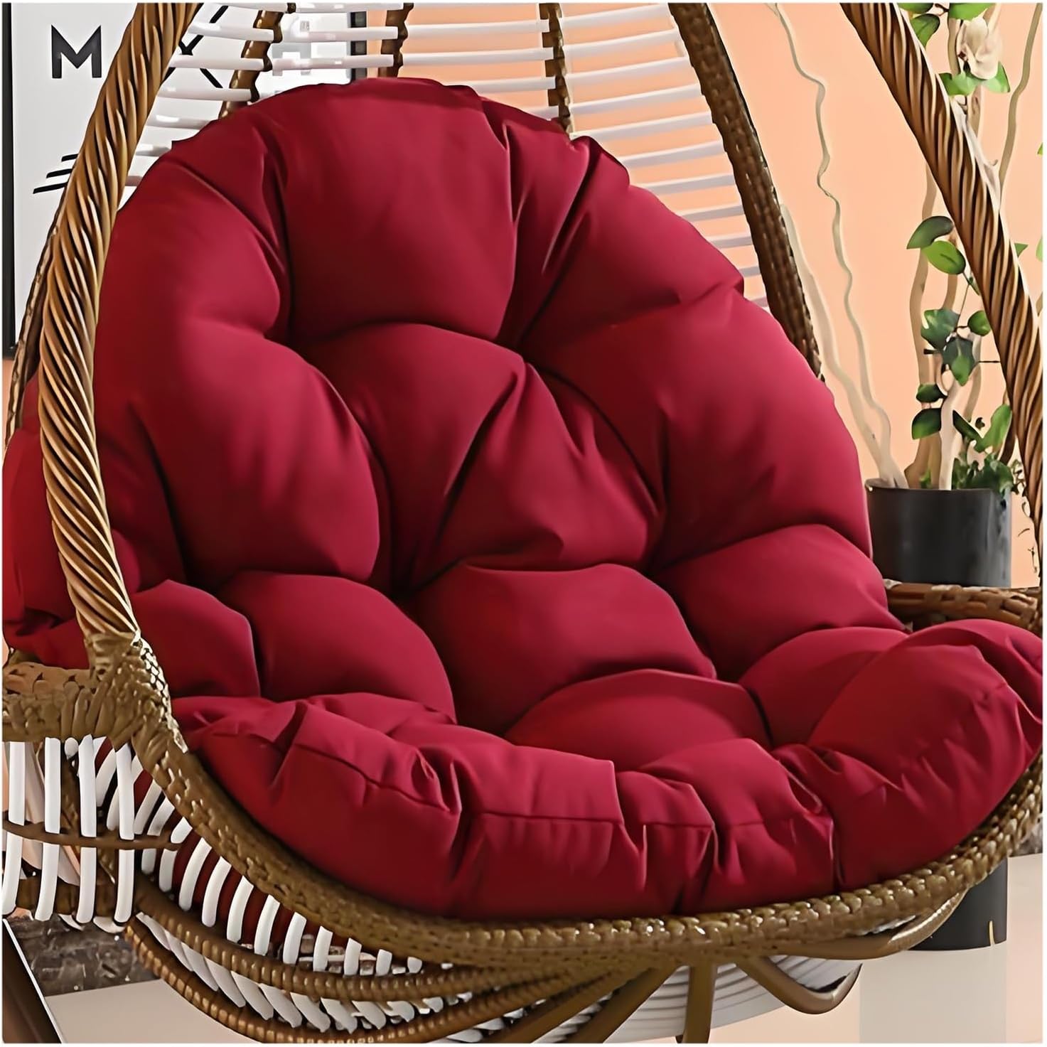 Egg Chair Cushion Replacement Thick Button Tufted Outdoor Swing Cushion, Waterproof & Soft Hammock Seat Pad with High Elasticity PP Cotton, Skin-Friendly Fabric for Patio, Porch, Hanging Basket Chair(
