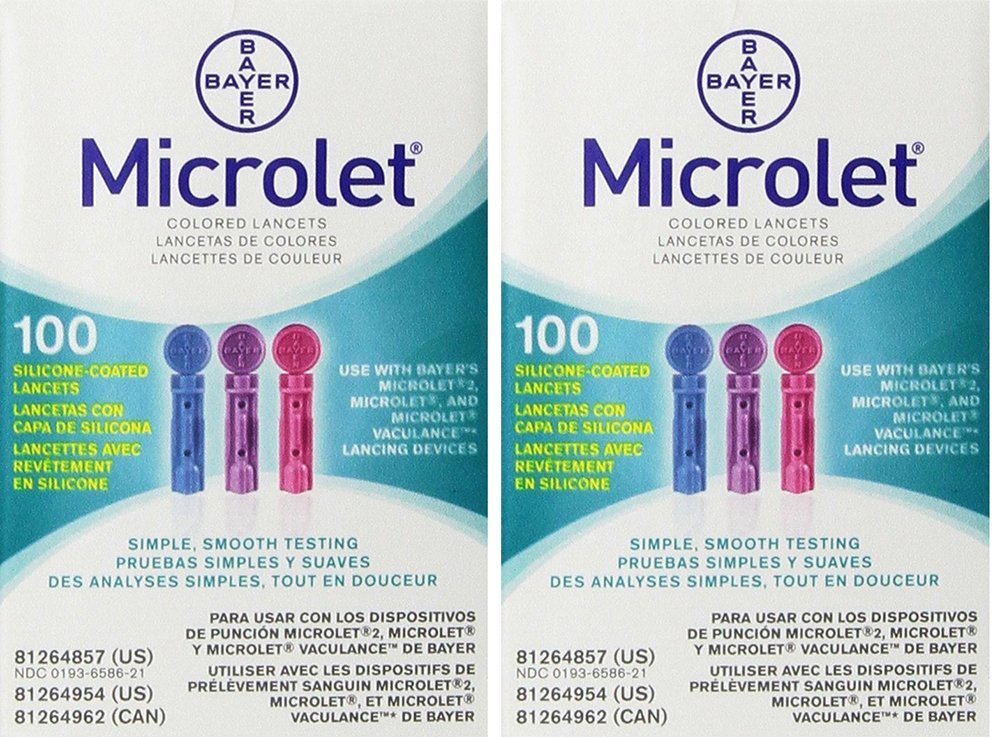Microlet Bayer lancette Peats colorato, 100 Count (2 Pezzi)