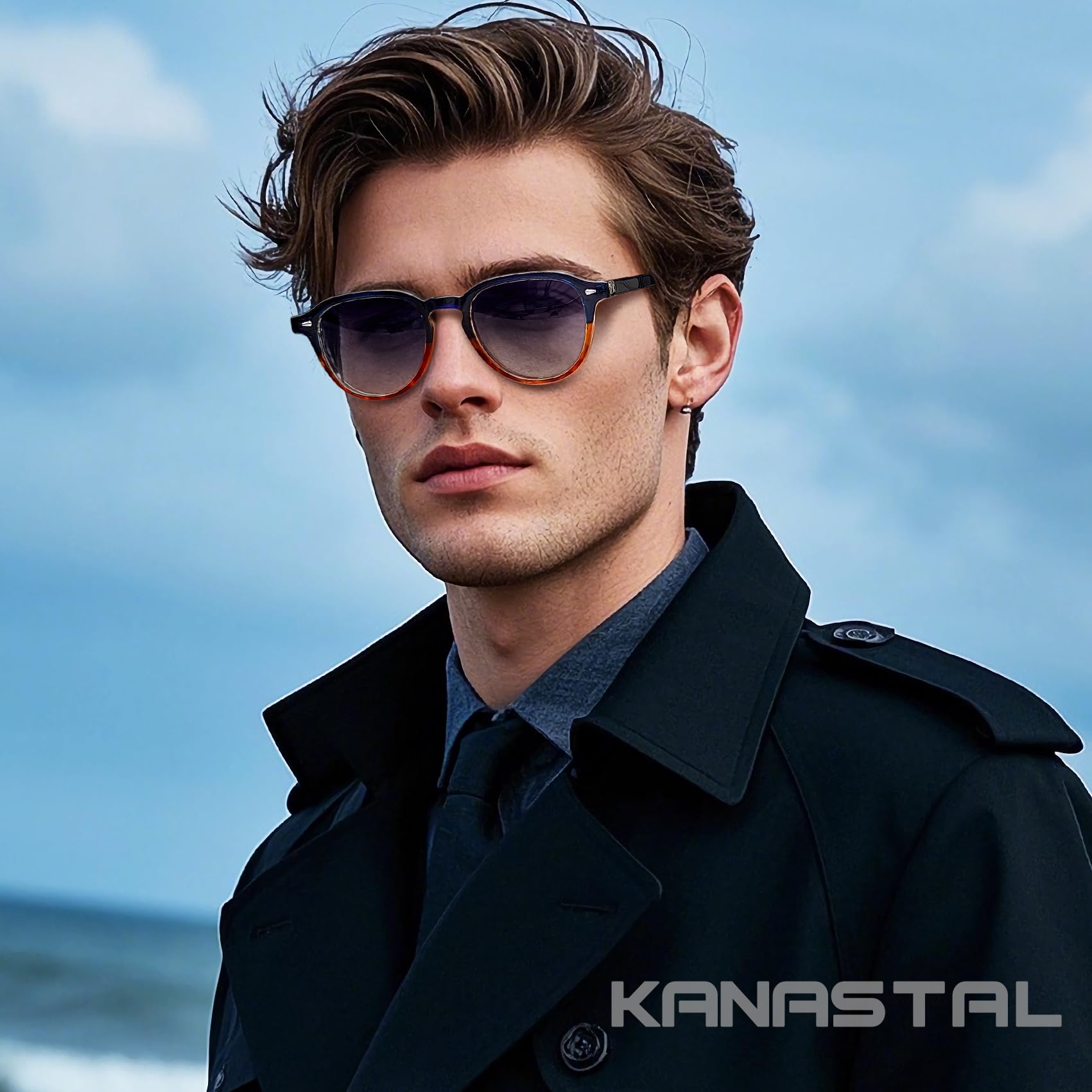 KANASTAL Occhiali da Sole Donna Uomo Polarizzati Rotondi Piccoli Retrò Vintage con Protezione UV400, Montatura in Acetato-TR90 per Viaggio Guida