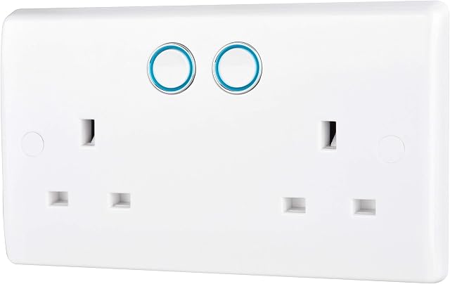 BG Electrical 822/HC-01 Smart Power Socket, Alexa Compatible Double 13 Amp, White Moulded