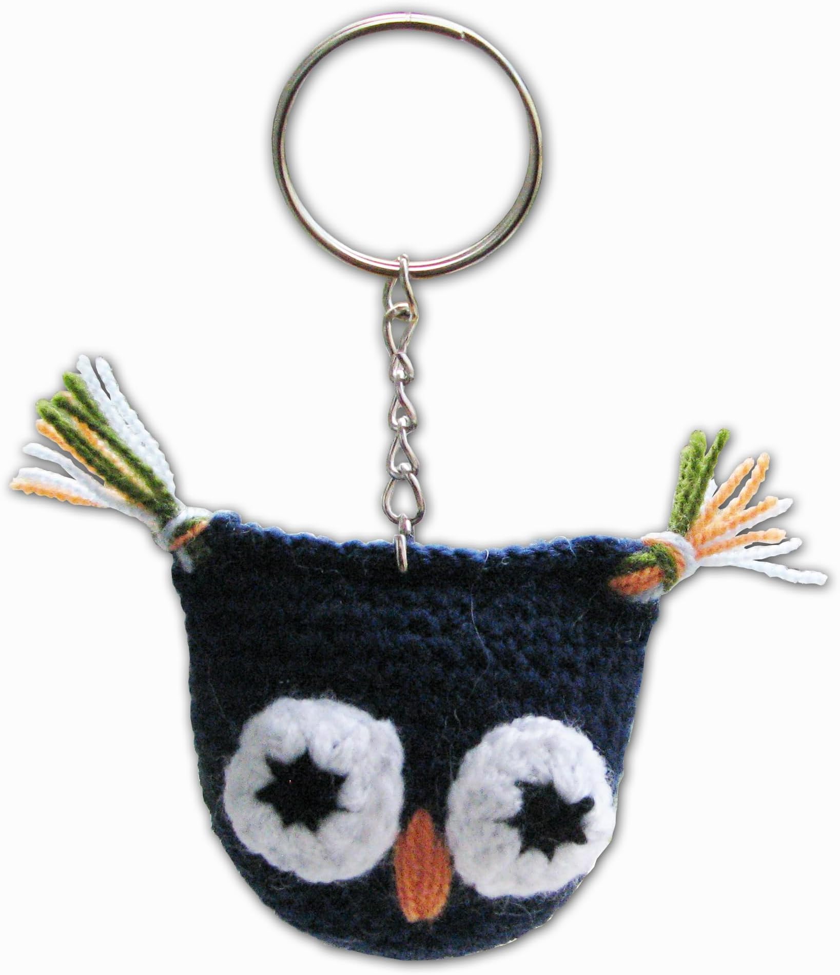 Cute Crochet - Handmade Backpack Decor Accessory, Bag Charm Key Chain Car - Knit Purse Wallet Ornament Hand Woven – Amigurumi (Owl)