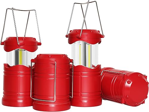 Miniatura 12 de Lichamp Linterna LED para campamento, paquete de 4 linternas alimentadas por batería para cortes de energía, luz colgante plegable portátil esencial