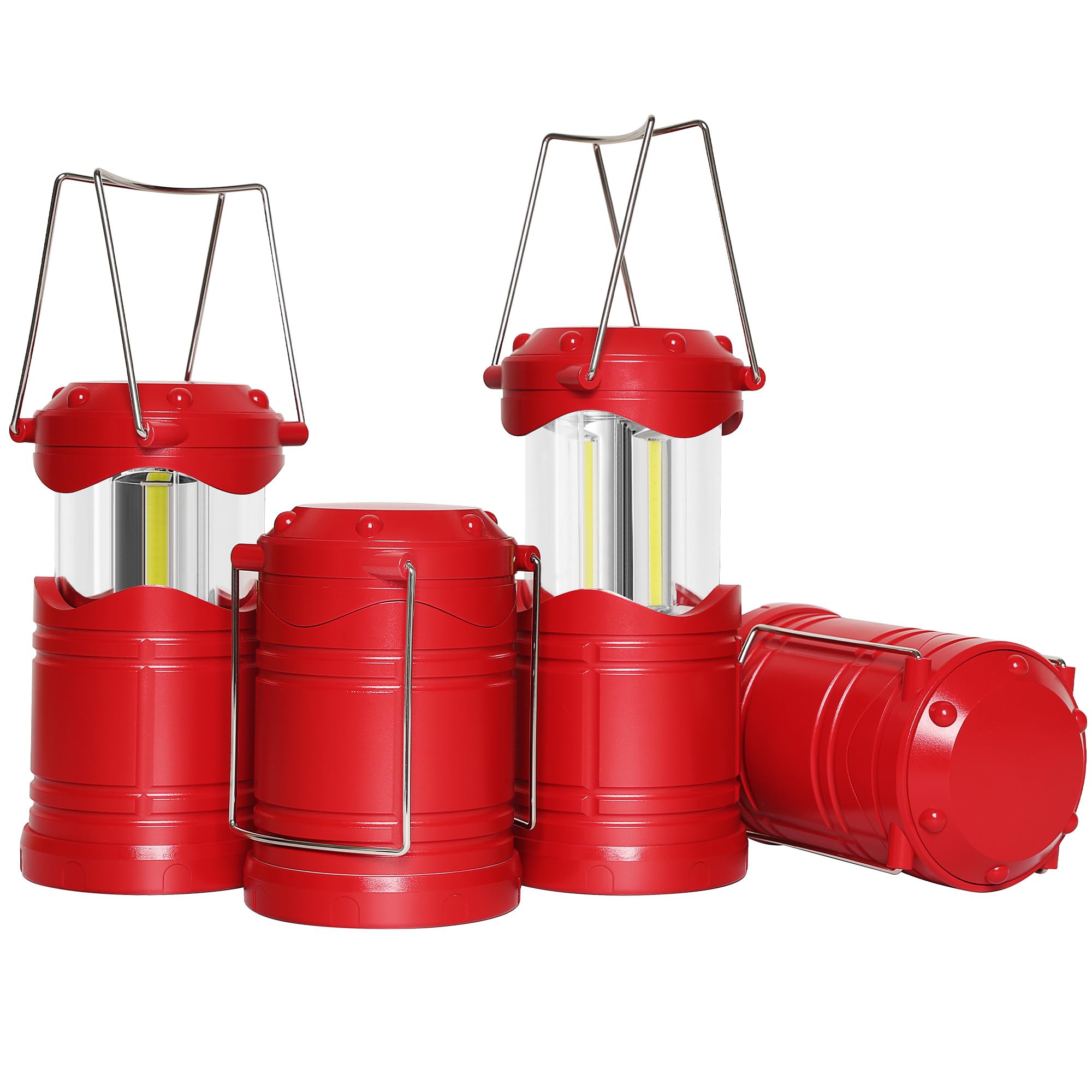 Lichamp LED Camping Lantern, 4 Pack Battery Powered Flashlight for Power Outages, Portable Collapsible Hanging Light Essential for Home, Outdoor, Emergency Lamp Survival Kit Gear for Hurricane, Red