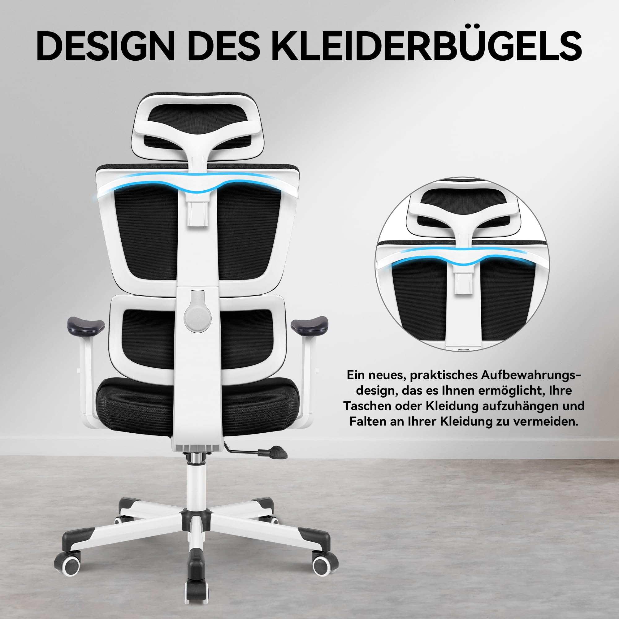 DoChair Chaise Bureau Ergonomique Appuie-tête 3D avec accoudoirs et Hauteur d'assise réglables, Dossier Dynamique, Noir DoChair Chaise Bureau Ergonomique Appuie-tête 3D avec accoudoirs et Hauteur d'assise réglables, Dossier Dynamique, Noir