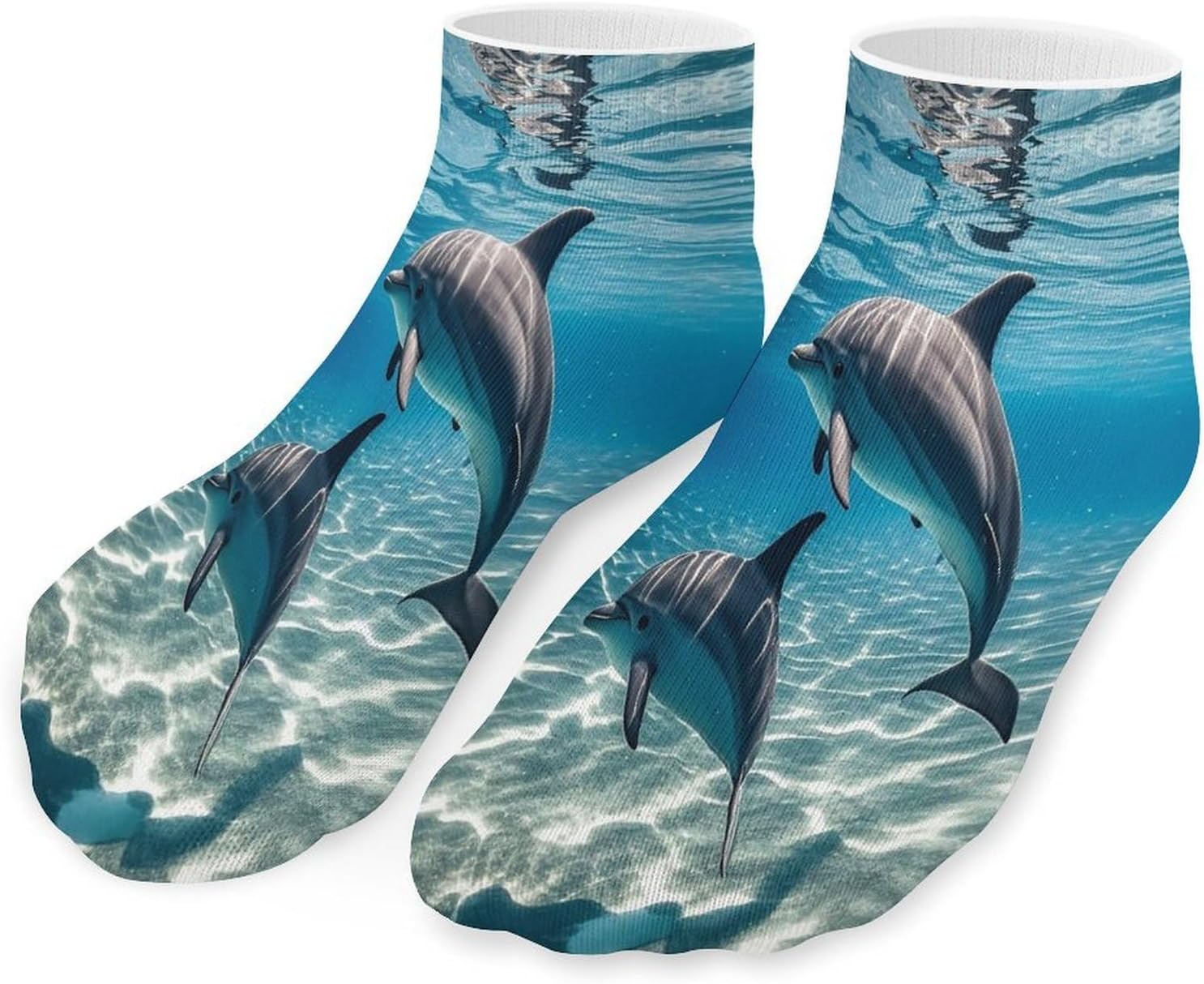 Dolphins Underwater Ankle Sock-Low Cut Breathable,Basketball Socks for Men Women,Tube Socks for Work Sports