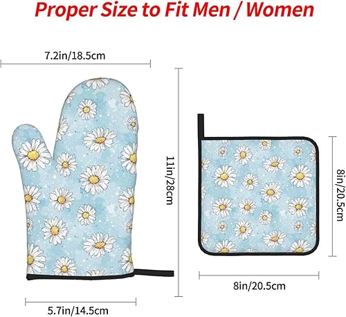 Miniatura 129 de Manoplas de horno y soportes para ollas, arte de mármol blanco y dorado, juego de 4 guantes de cocina resistentes al calor, antideslizantes