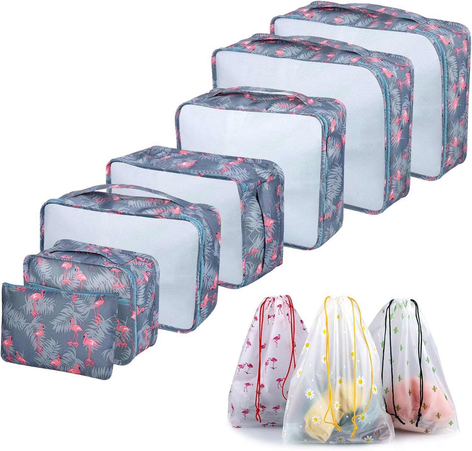 Sciphylia Organisateur Valise Lot de 10 Organisateur de Voyage de Rangement Pochettes de Rangement pour Vêtements Chaussures Sous-vêtements Cosmétiques Sacs pour Femmes Hommes Bleu Foncé