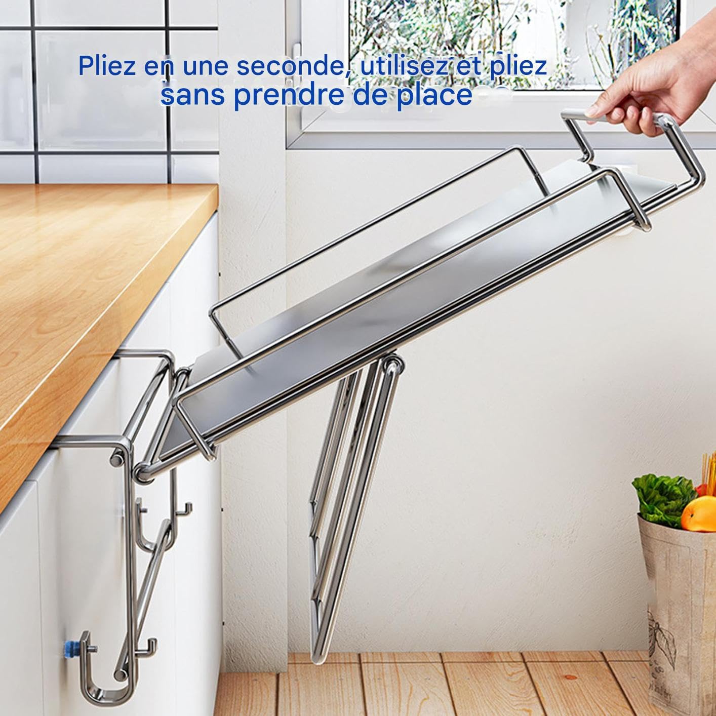 Organizador De Puerta De Armario Organizador De Ganchos Plegable para | Estante Perchero De Acero Inoxidable Para Cocina Baño Hogar Encimera Utensilios