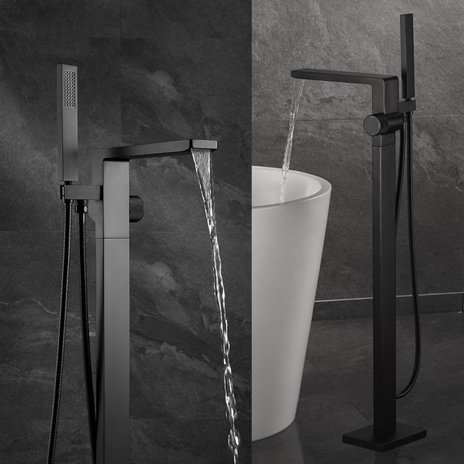 WOODBRIDGE Sierra Single-Handle Freestanding Tub Faucet With Hand Shower In Matte Black F1047 - The Home Depot - View #6