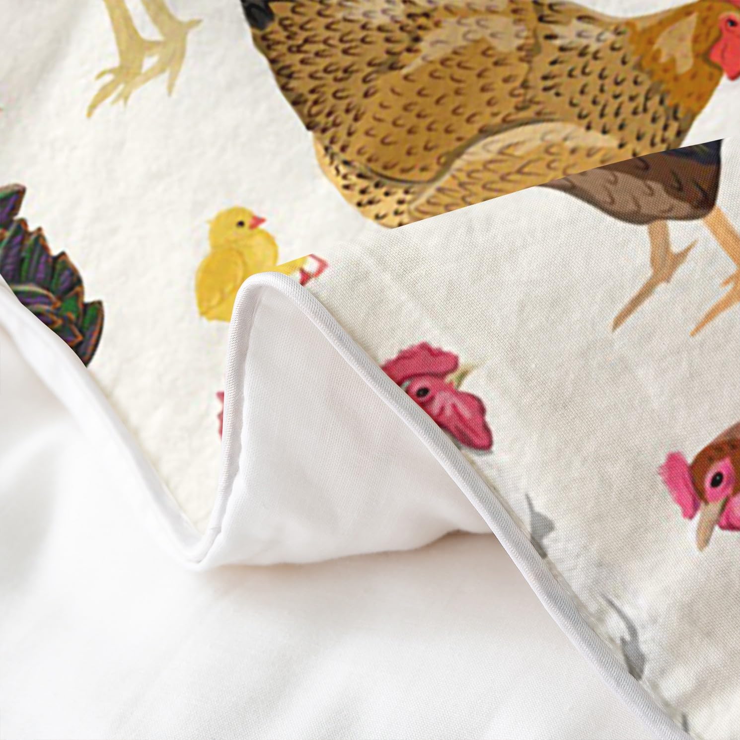 Loussiesd Kinder Huhn 100% Baumwolle Bettwäsche Set 135x200cm Bauernhof Tier Bettbezug Set Für Jungen Mädchen Bauernhof Kindergarten Dekor Betten Set Lustiges Land Thema Bettwäsche Nettes Bettbezug