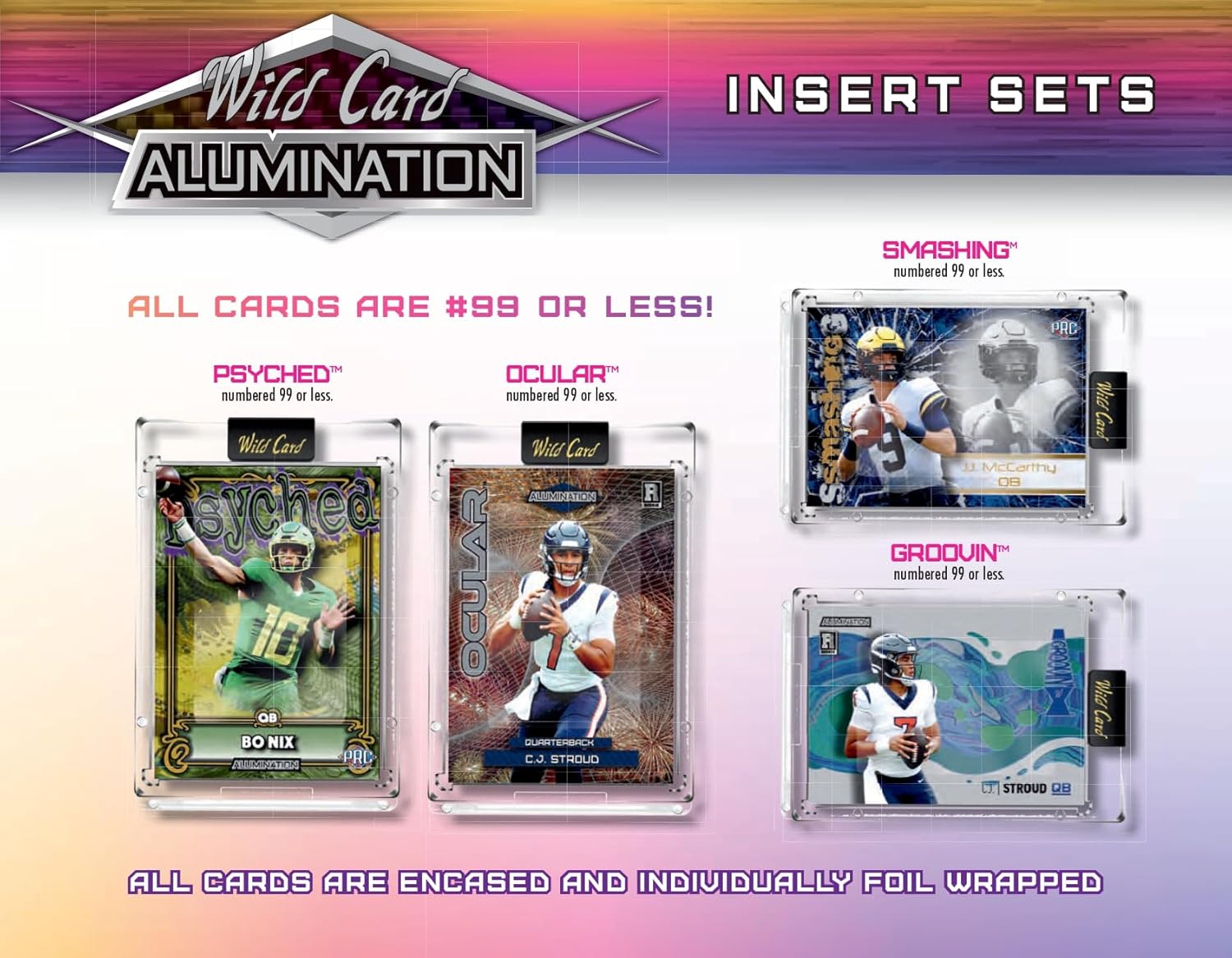 2023 Wild Card Alumination Special Rookie & Insert Edition Football Hobby Box 6 Encased Trading Cards Per Box