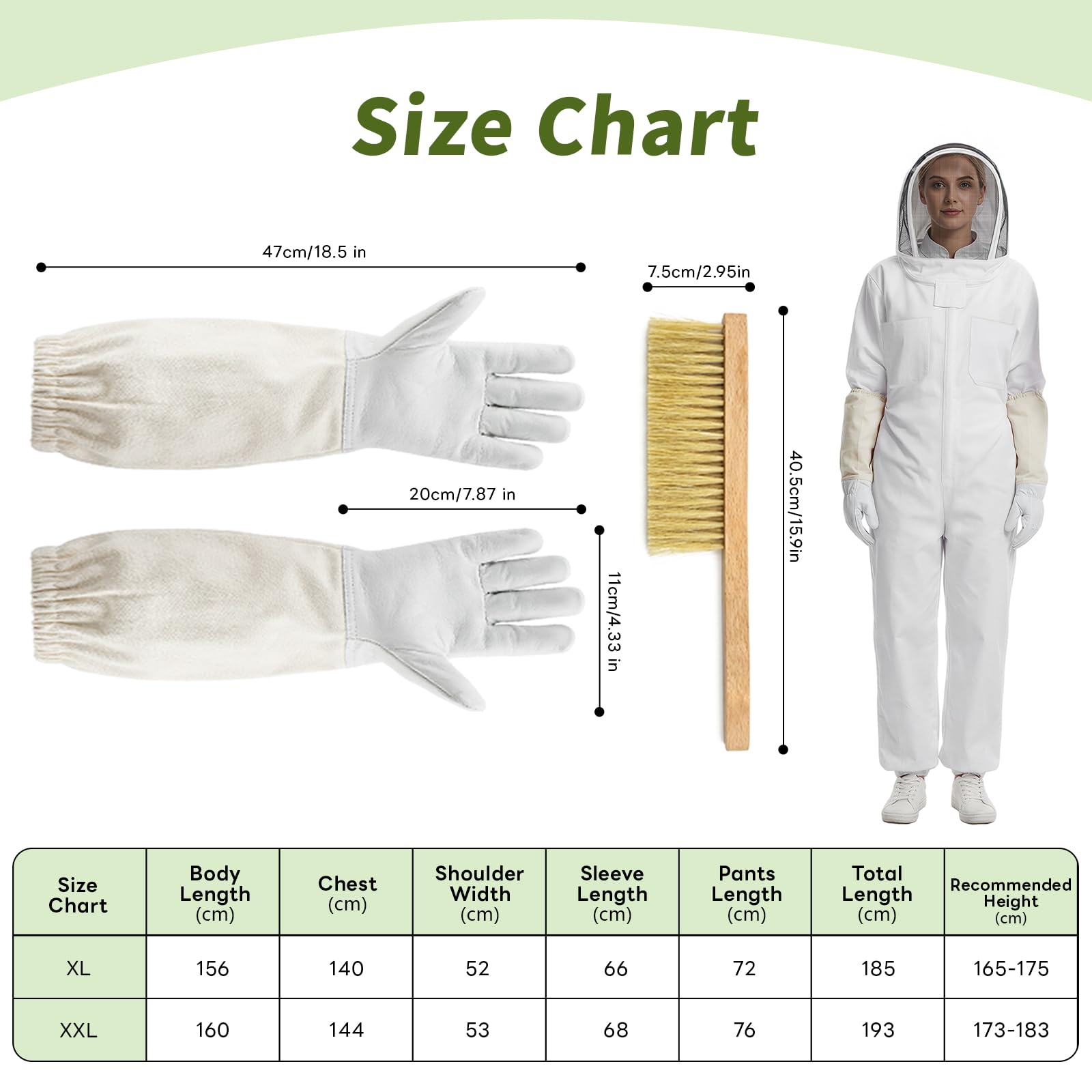 Combinaison d'apiculture - Vêtement de protection complet avec voile, capuche, gants, protection pour le jardin et l'apiculture (XXL)