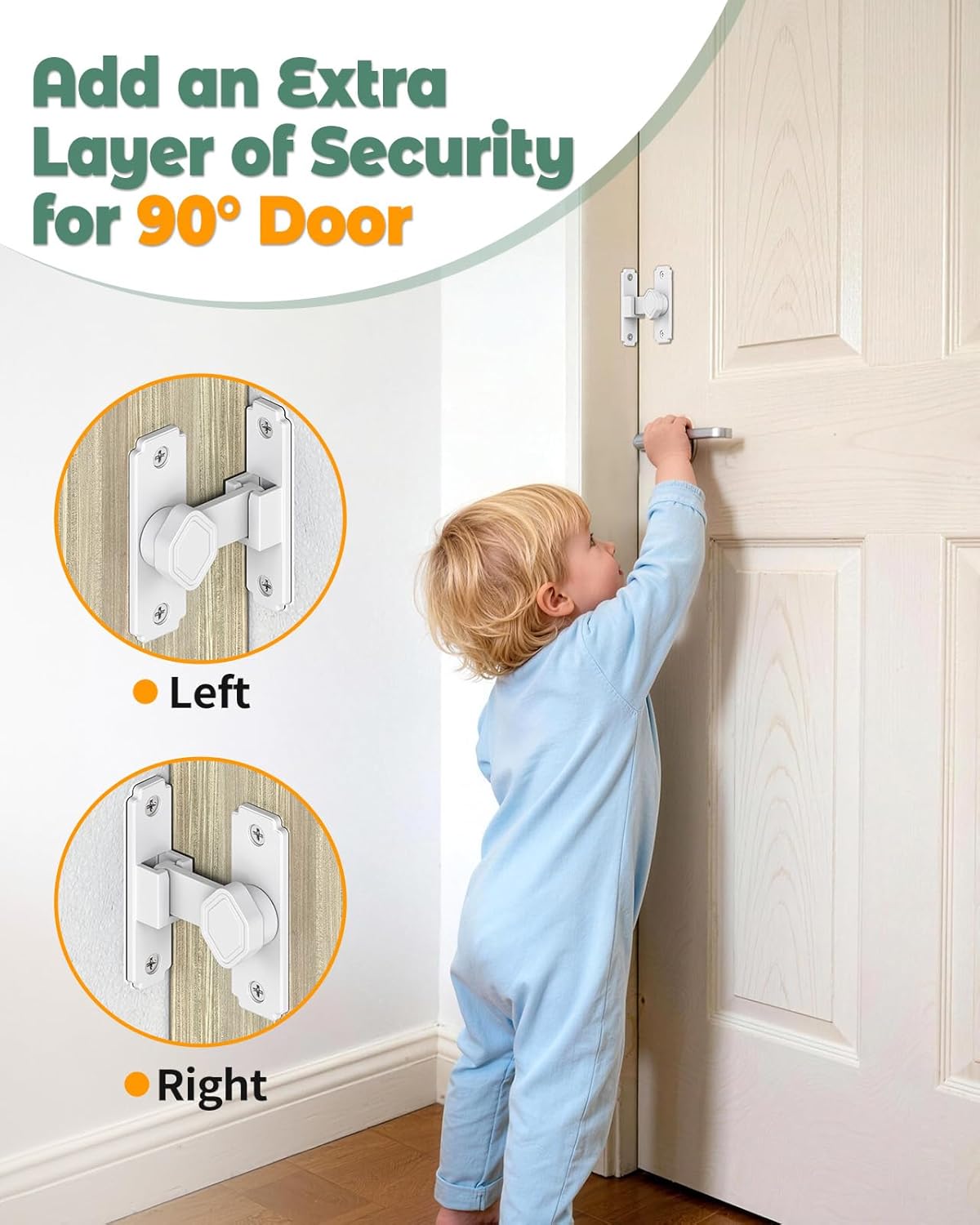 90 Degree Flip Barn Door Lock, Small Right Angle Lock Latch, Sliding Door Latches for Cabinets, Bathroom, Barn, Shed, Garden, Window - Safety & Privacy Hardware (White-4PCS)