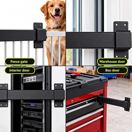 Miniatura 6 de Slide Gate Latch, Heavy Duty Wooden Gate Slide Bolt Latch Adjustable Latch Lock for Wooden Fences, Barn Door, Fence Gate, Courtyard, Shed Lock,