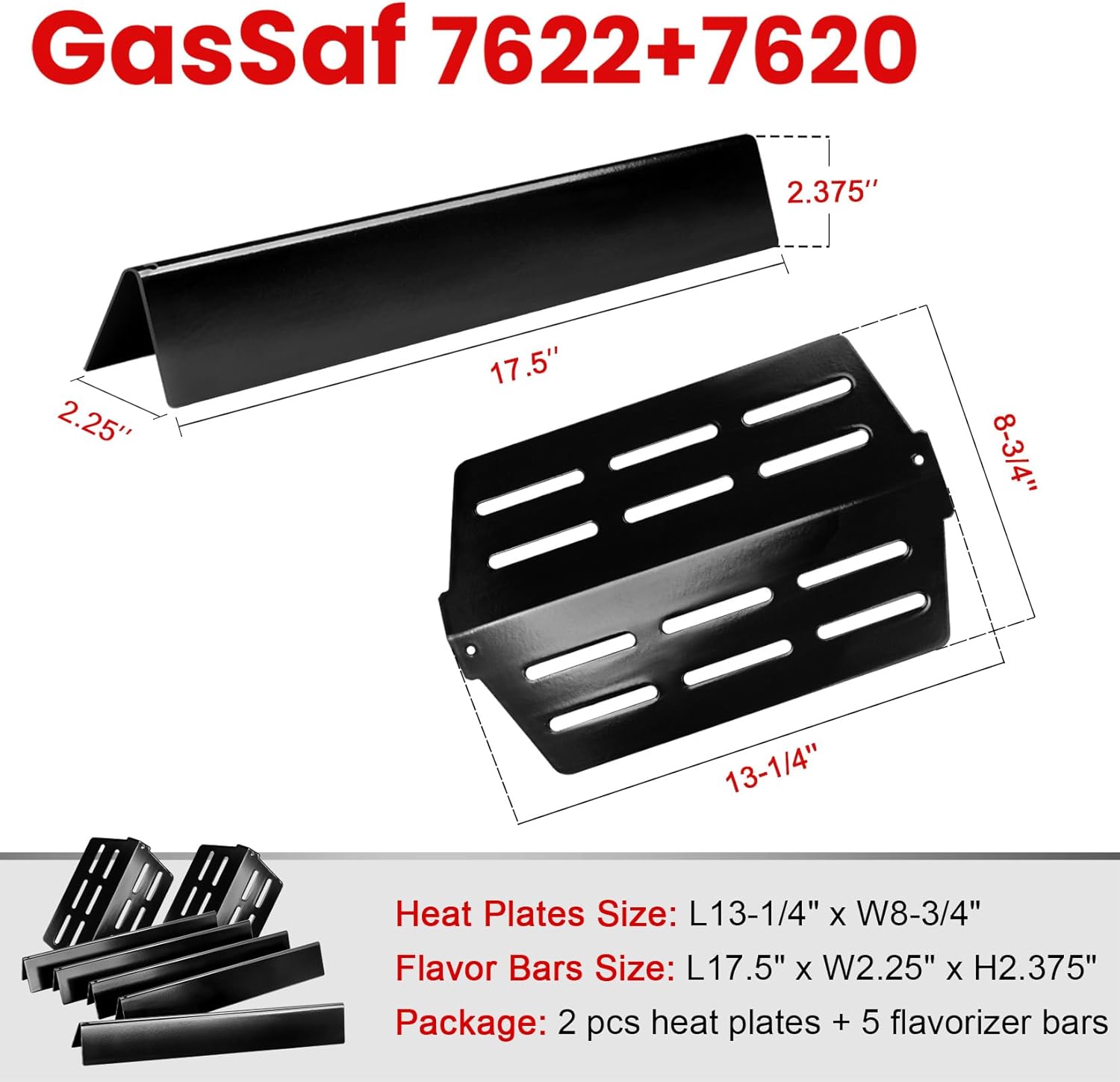 GasSaf 7620 Flavorizer Bar, 7622 Heat Deflectors Replacement for Weber 7621 65505 Genesis 300 Series E310 E320 E330 S310 S320 S330 Grill Part with Front Control Knobs (2011 & Newer)