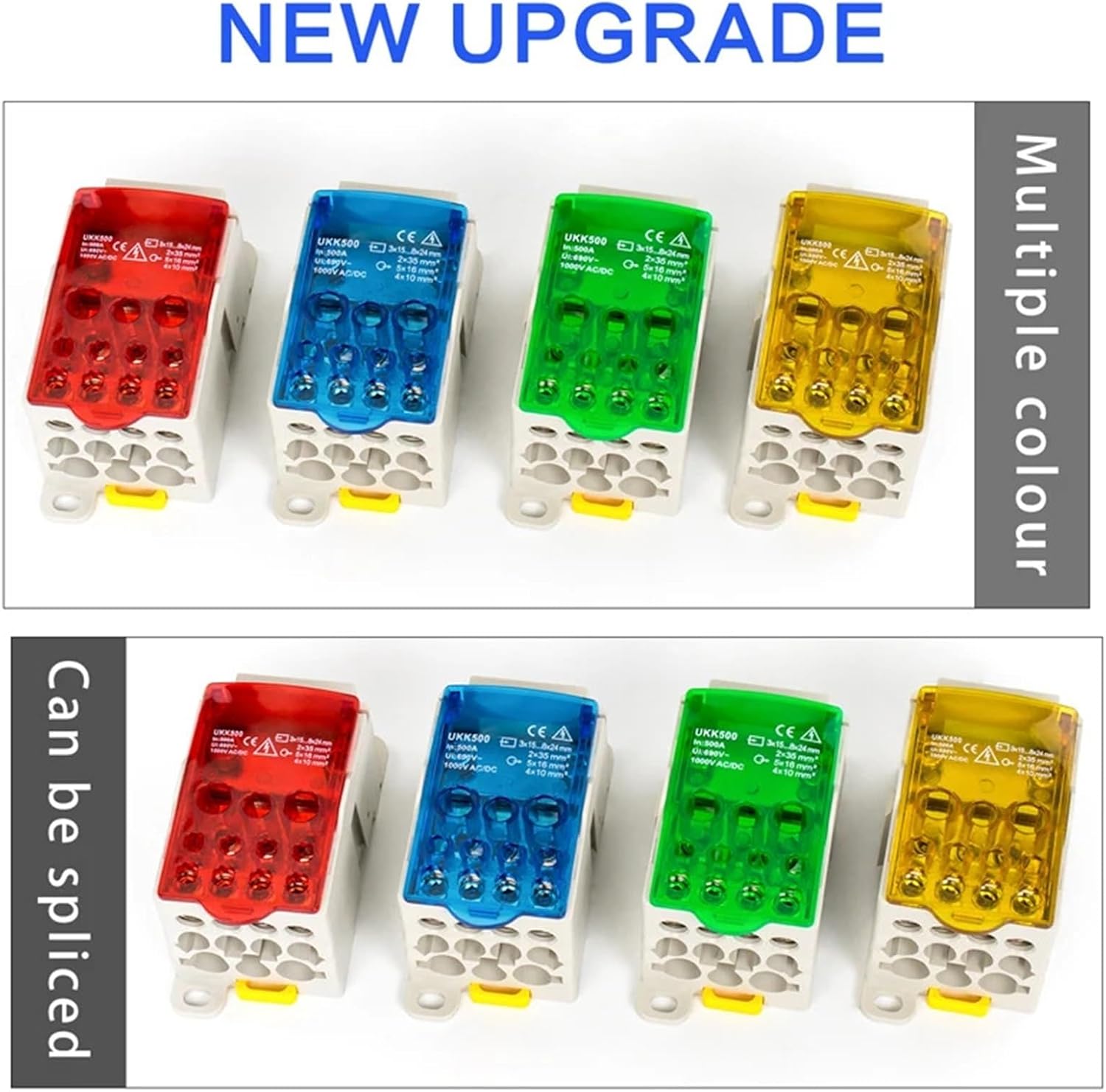 UKK 500A One in Multiple-Out Distribution Box Din Rail Terminal Blocks Universal Wire Connector Junction Box Waterproof(50R)