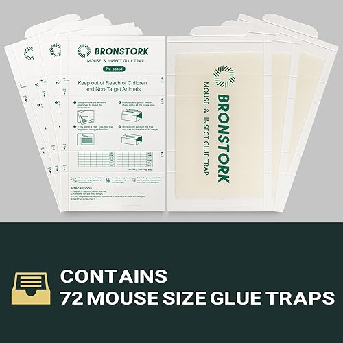 Miniatura 6 de BRONSTORK Paquete de 72 trampas de pegamento para ratones, trampas adhesivas para ratones, tableros de pegamento adhesivos preacentuados para