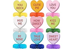 9-Piece Valentine's Day Table Centerpiece Decorations: Conversation Hearts Adorned with Expressions of Love