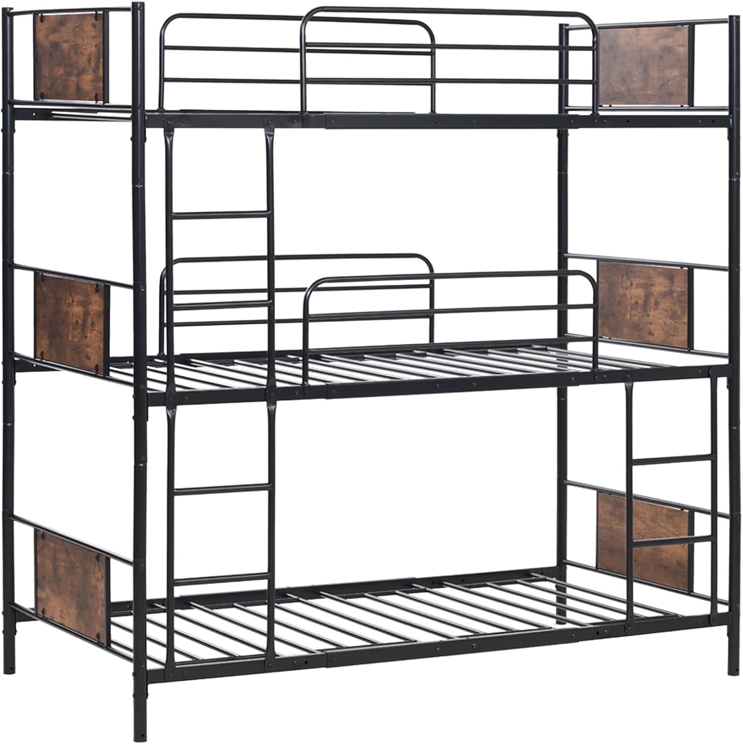 新作】【ブラック】三段ベッド パイプベッド 分離可能 スチールベッド
