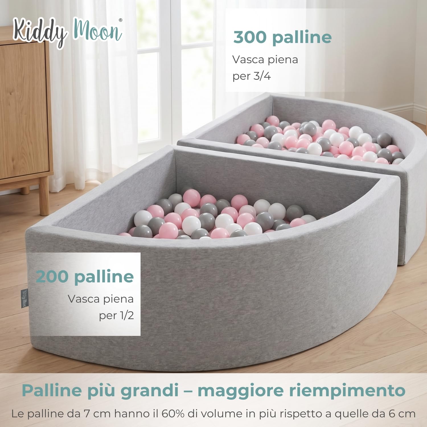 KiddyMoon Piscina di Palline Colorate ∅7Cm per Bambini Quarto Angolare