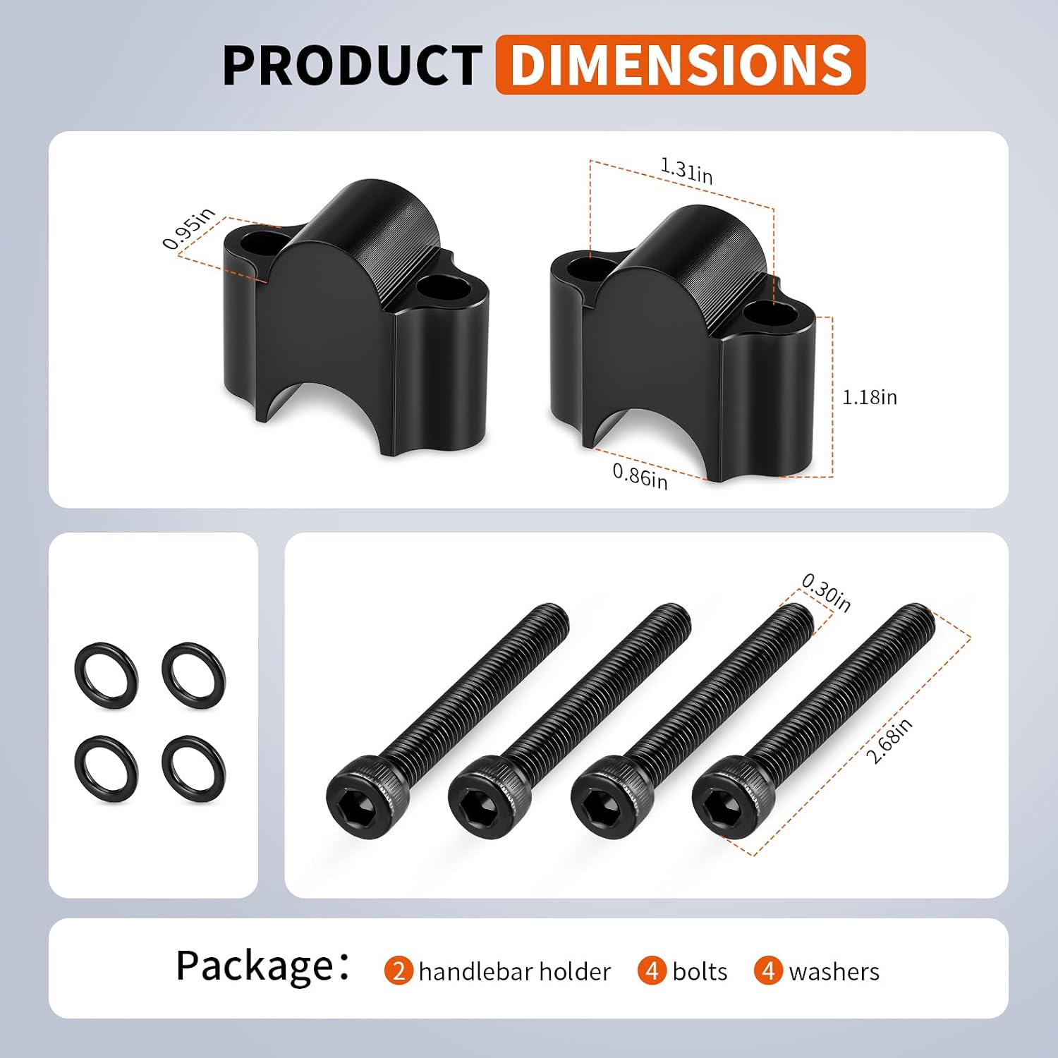 7/8 Inch Handlebar Risers, 30MM Height Heavy Duty Black Handle Bar Risers for Honda for Yamaha for Suzuki for Kawasaki for Can-Am Motorcycle & ATV Dirt Bike
