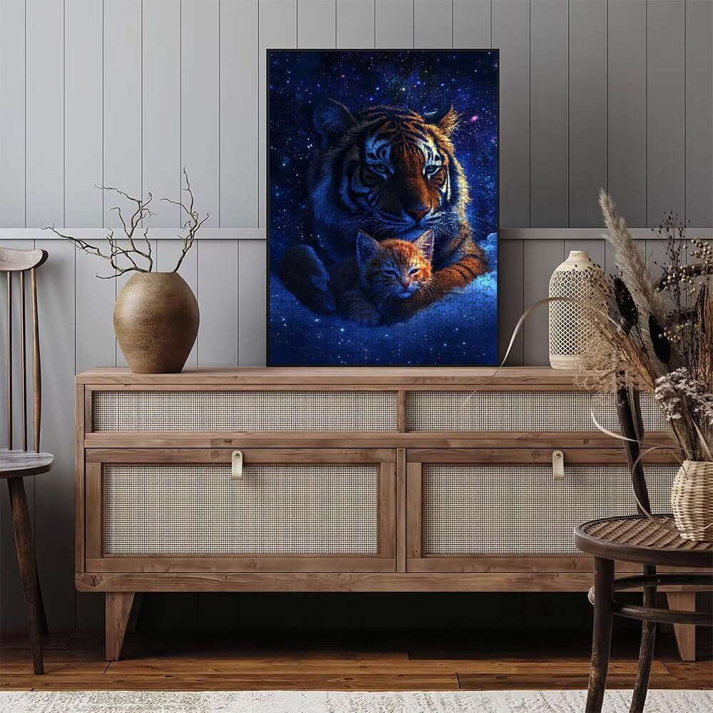 Puzzle 3000 Pezzi, Tigre Gatto 3D Puzzle per Adulti Impegnativo, Educa Puzzles Artistico, Divertente E Stimolante Puzzles Decorativo per La Famiglia, Regalo e Decorazione Pareti DX0YL6-564