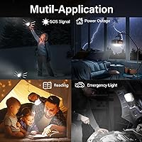 Vista 6 de Luces de campamento recargables FLY2SKY 3 piezas de luces negras para tienda de campaña, mini linterna, linterna LED portátil para campamento