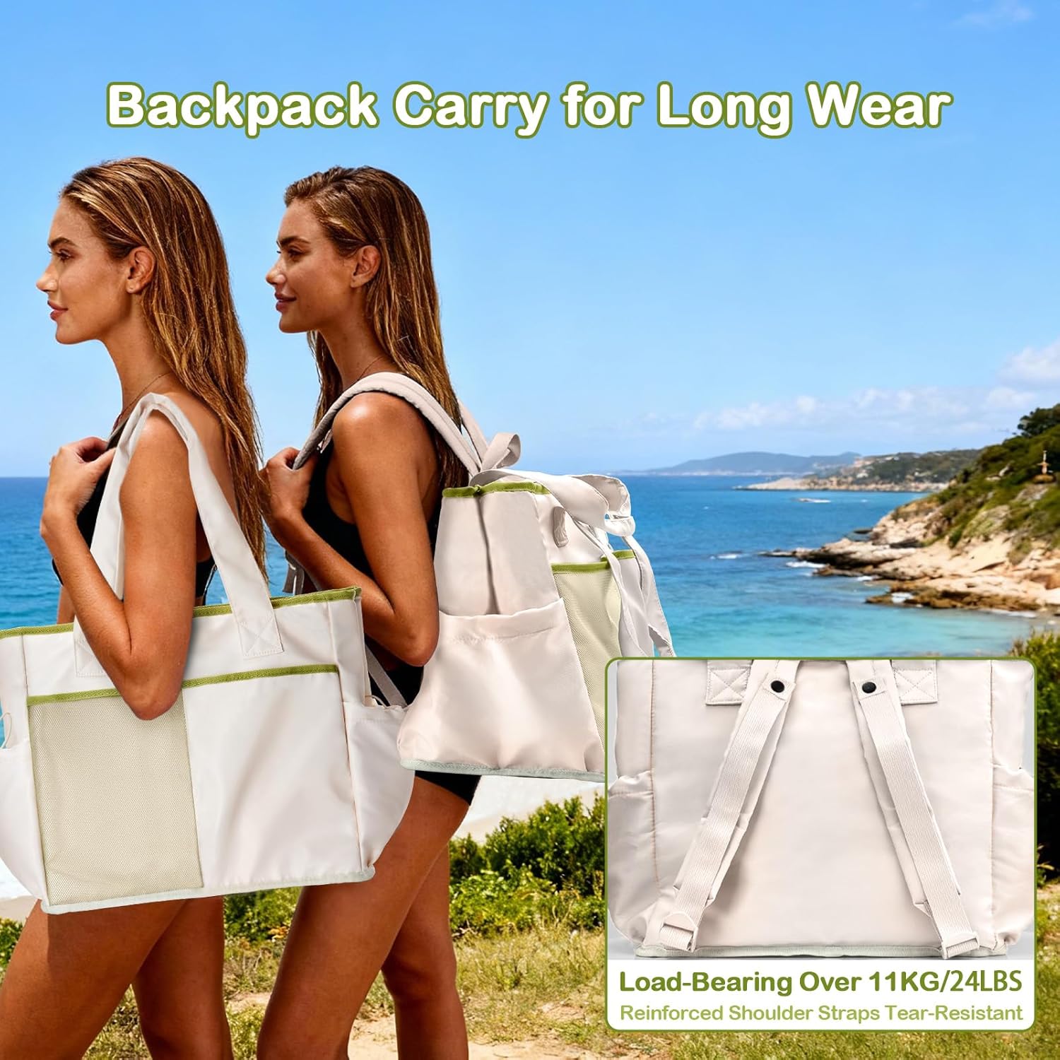 Odoland Soft Cooler Bag - Leakproof & Insulated, 2-in-1 Collapsible Design, Dry/Wet Separation, Large Soft Sided Cooler with Multi-Pocket Design for Beach, Picnic, Camping, Day Trip, Family Size