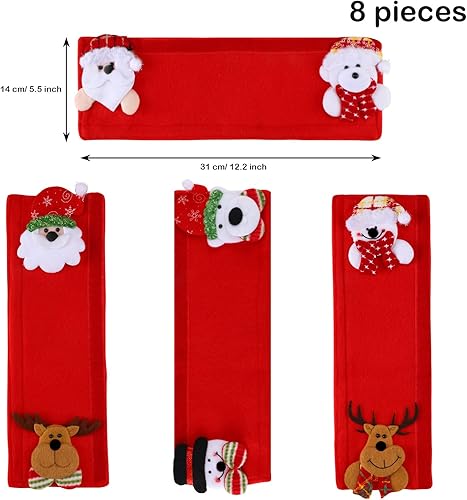 Miniatura 2 de Boao Funda navideña para manija de puerta de refrigerador, muñeco de nieve de Papá Noel, fundas decorativas para nevera, microondas, horno,