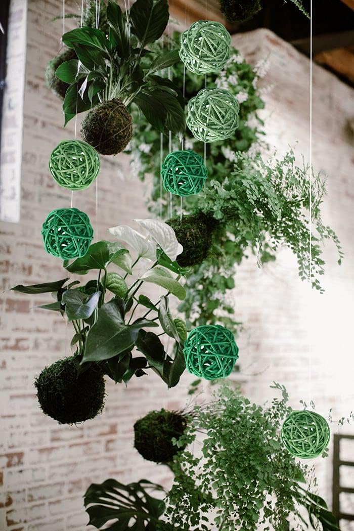 Byher Decorative Ball Wicker Rattan Ball for Bowls, Vase Fillers Home Decor (Woodland Green, Small - 2Inch) : Home & Kitchen