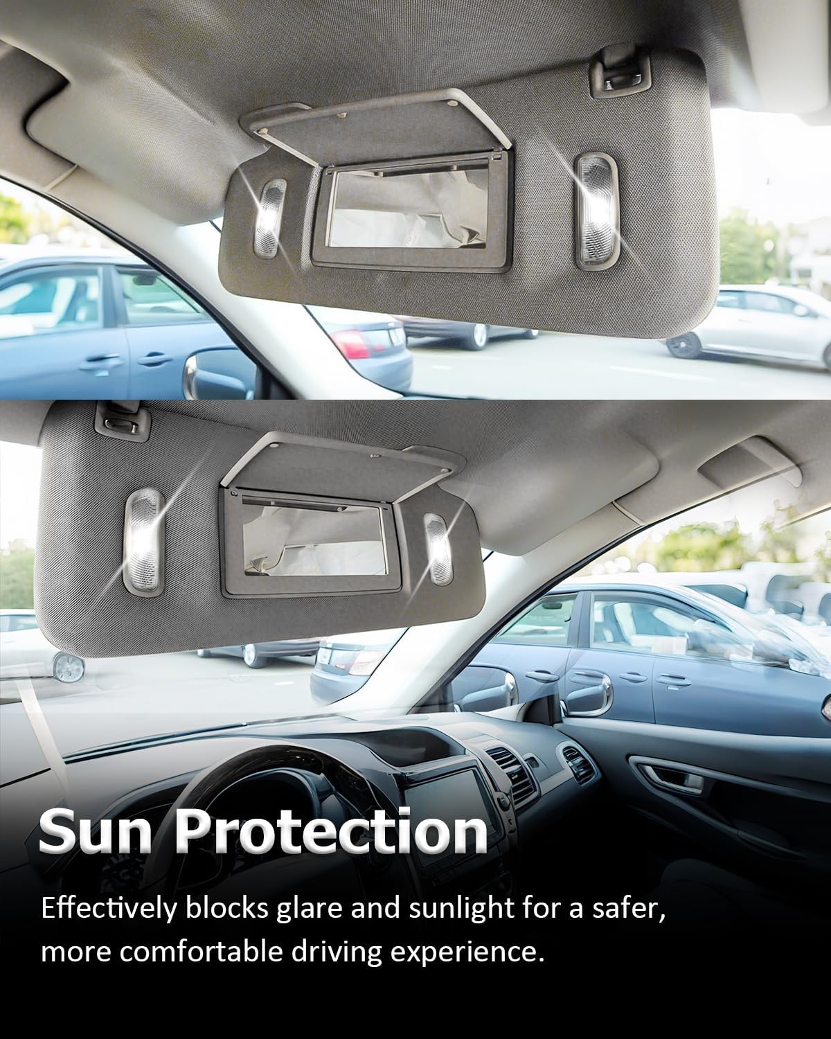 Left Driver Right Passenger Side Sun Visor with Lighted Mirror Compatible with 2014-2019 Chevy Silverado & GMC Sierra - Replace# 23459655 23459643, Gray