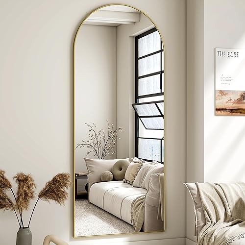 Miniatura 2 de HARRITPURE Espejo de longitud completa de 65 x 24 pulgadas, espejo arqueado de pie, espejo inclinado para montar en la pared, espejo moderno con