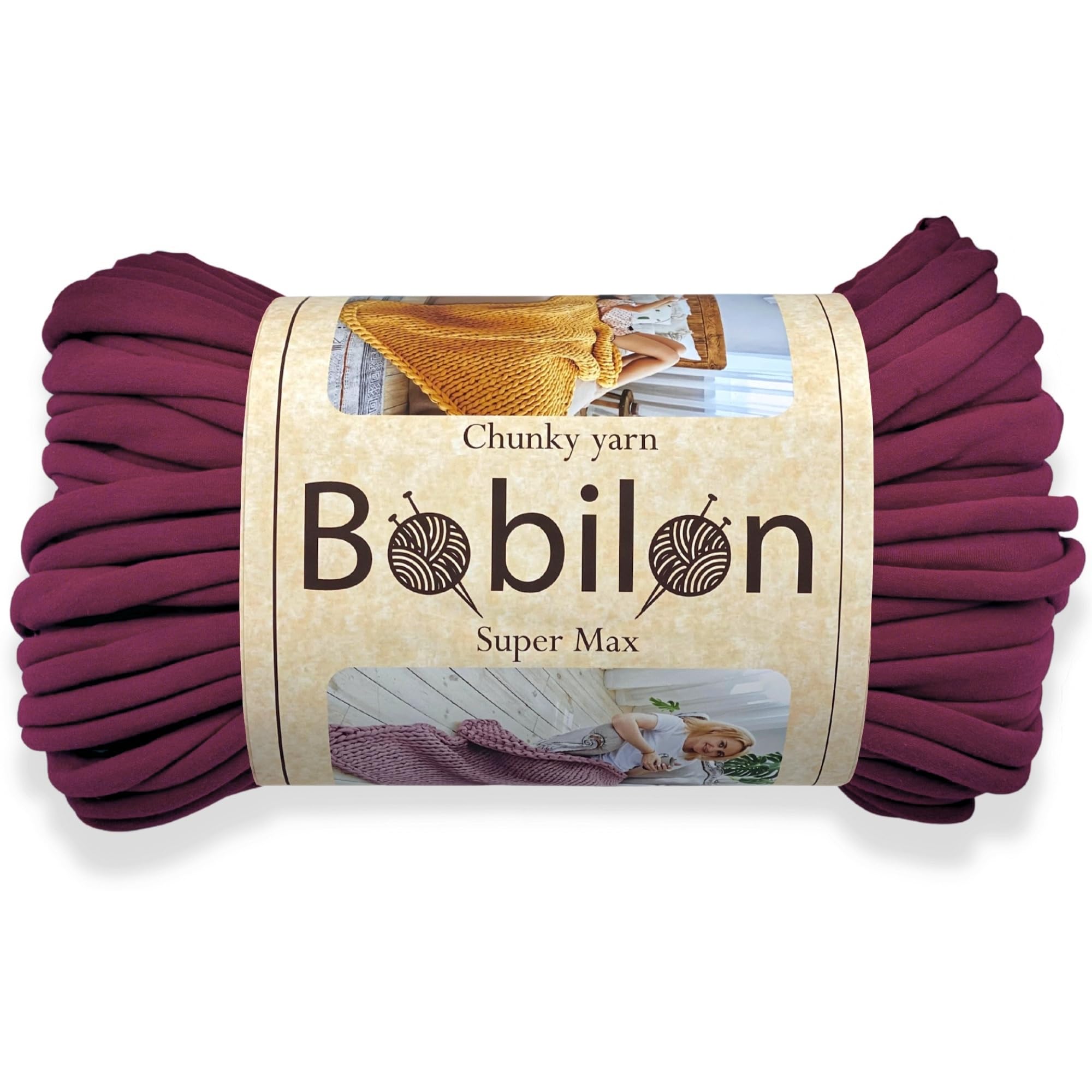 Giant t-Shirt Yarn for arm Knitting, Washable Super Bulky Cotton Yarn for Craft, Crochet, Chunky Jumbo Yarn 3.3lbs, Marsala