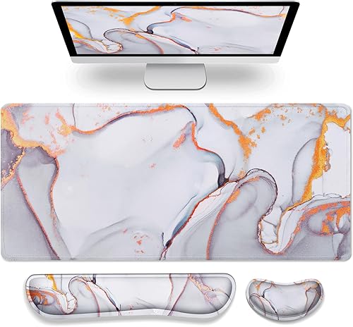 Gimars Alfombrilla de mouse 3 en 1 y reposamuñecas para teclado, alfombrilla de mouse grande para juegos y reposamuñecas para teclado para
