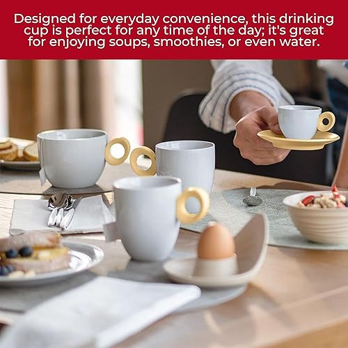 Miniatura 7 de Guzzini Taza diaria con asa, color violeta, porcelana y plástico, apta para microondas y lavavajillas, sin BPA, taza de café, taza de té, jugo, taza