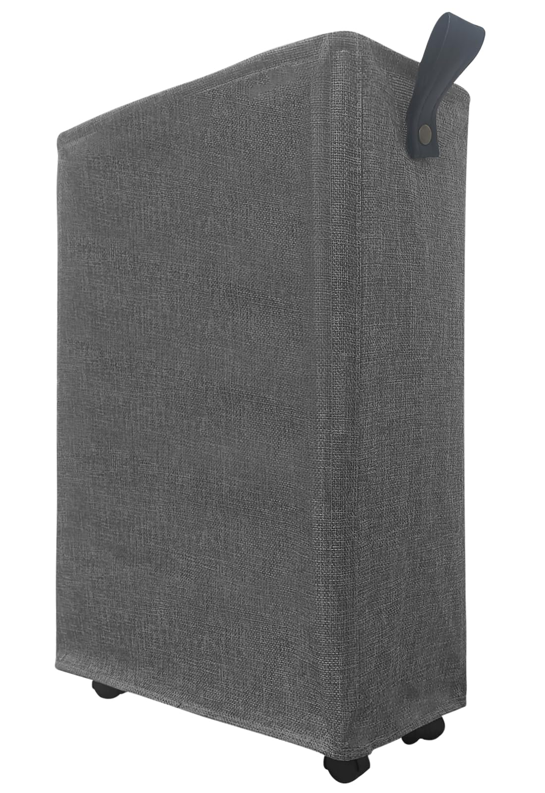 40L Wäschekorb Schmal, Faltbarer Wäschesammler mit Rollen, Klein Wäschebox mit Griff, Tragbar Wäschekorb Stoff, Schlank Aufbewahrungskorb, Wäschetonne für Badezimmer, Schlafsäle, Dunkelgrau