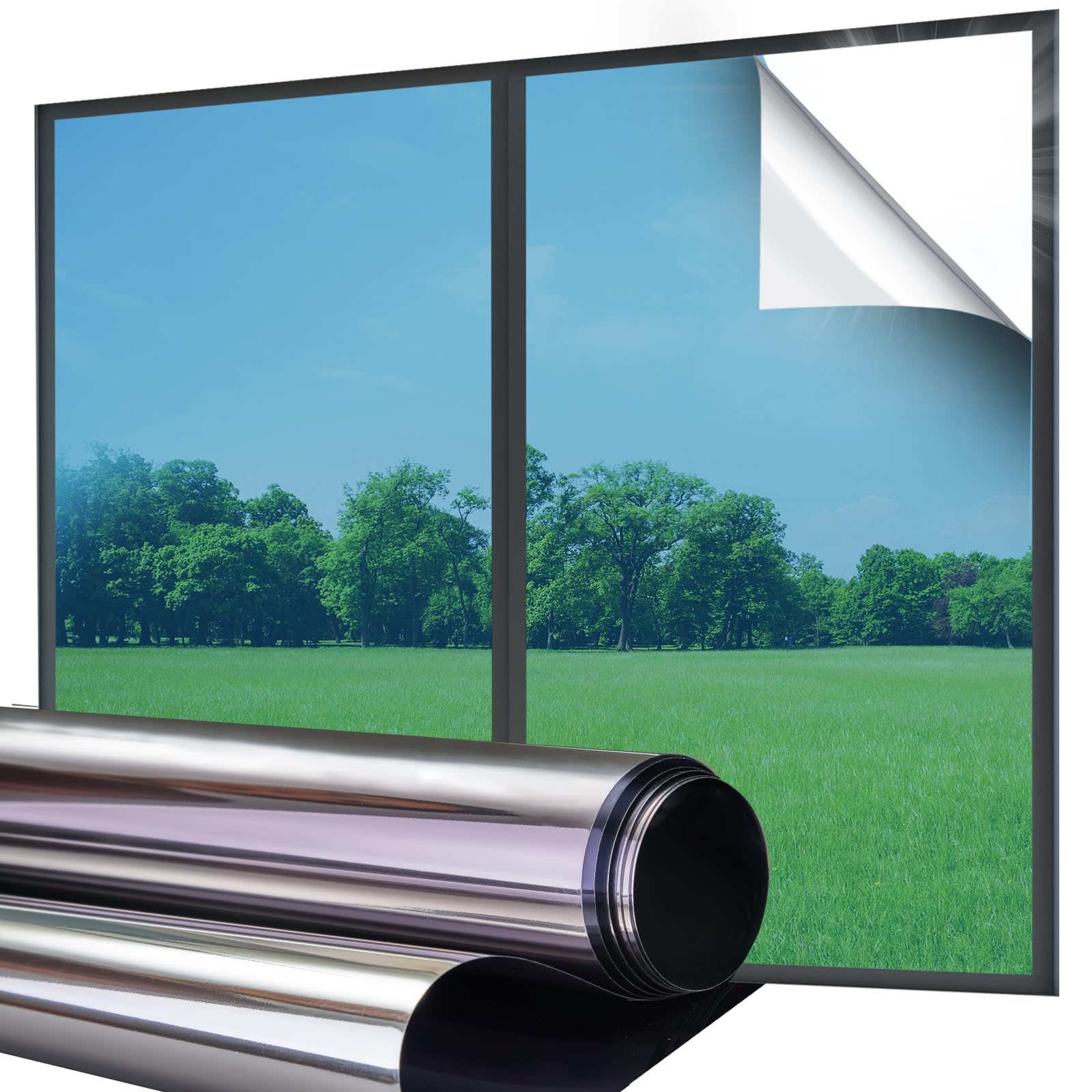 Lifetree Reflective One Way Window Film Privacy: Mirror Window Tint Film Heat Control Sun Blocker