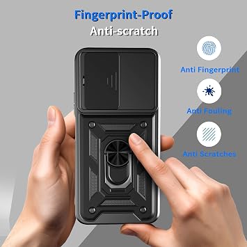 for Xiaomi Poco M7 4G / Poco M7 Plus 5G Case with Slide Camera Cover and Stand Kickstand Ring with Screen Protector [2 pieces],Military Grade Shockproof Protective Cover, Blue