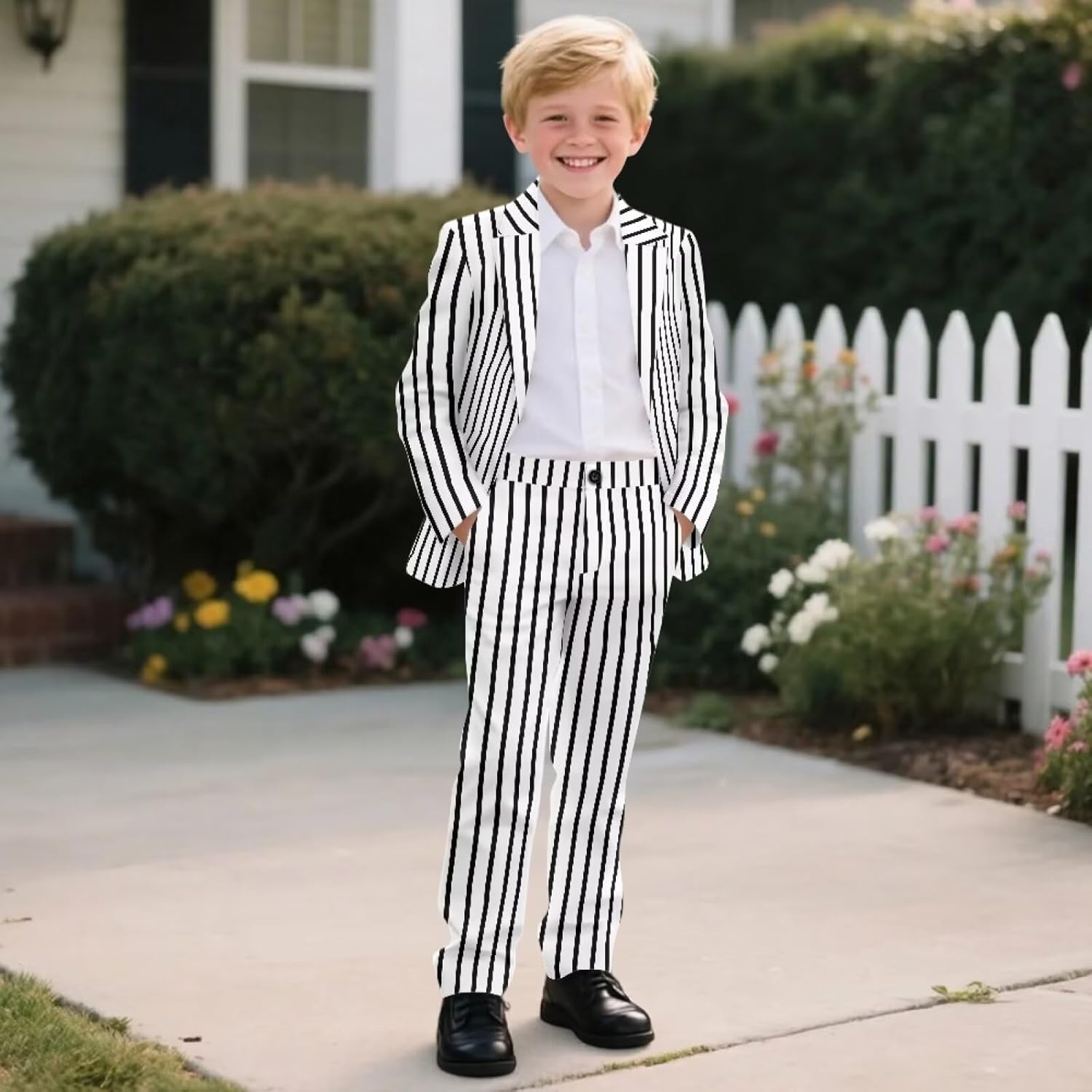 Boys' One Button Blazer Suit Jacket and Pants Set Casual Sport Coats Slim Fit Blazers Dress Pants for Kids Teens