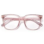 PANNER Oversized Square Blue Light Blocking Glasses for Women Men Anti Glare Reduce Eyestrain Computer Glasses(Pearl Pink)