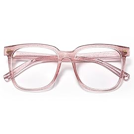 PANNER Oversized Square Blue Light Blocking Glasses for Women Men Anti Glare Reduce Eyestrain Computer Glasses(Pearl Pink)