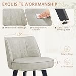 LUE BONA 360-degree Swivel Bar Stools Set of 2, 26" Counter Height Bar Stools with High Back and Wood Legs, Morden Faux Leather Upholstered Barstools, Beige Gray