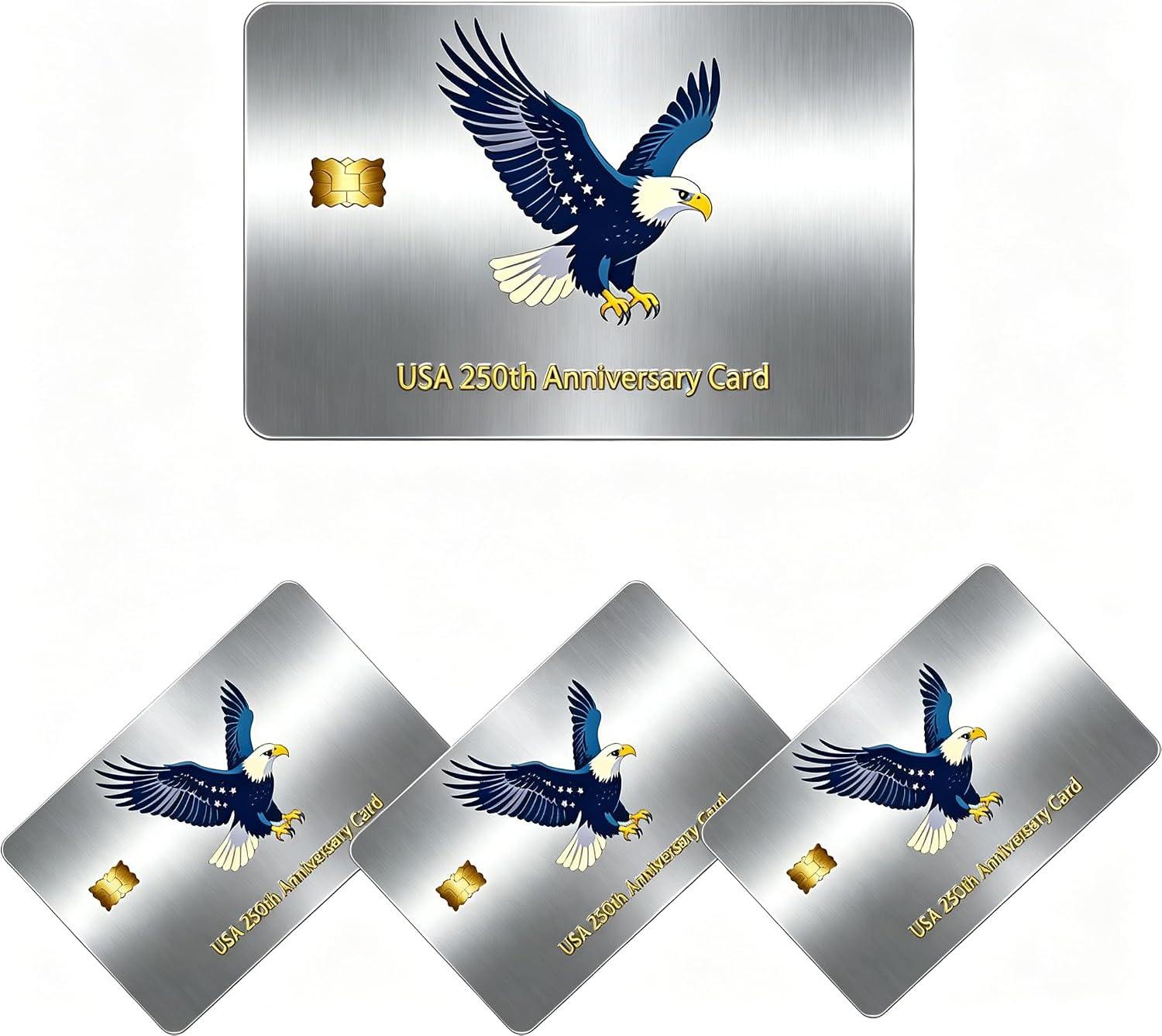 4Pcs U.S. 250th Anniversary Credit Card Stickers — Patriotic-Themed Stickers for Credit and Debit Cards — 250th Anniversary Edition Stickers (Silver Eagle)