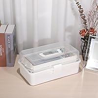 Vista 3 de BTSKY - Caja organizadora de almacenamiento de plástico de 3 capas con divisores, organizador de manualidades con espaciadores ajustables, portátil