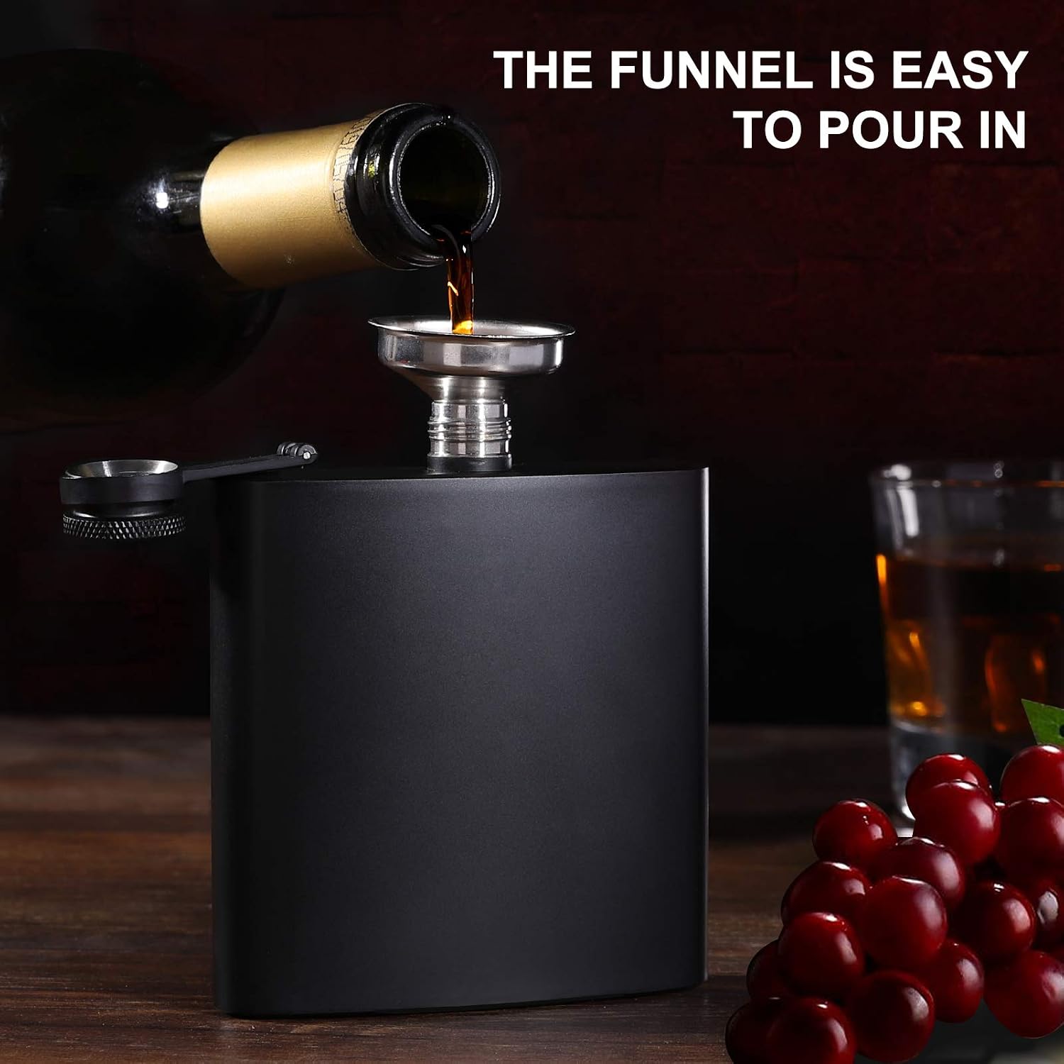 12 pcs 6 Oz Hip Flask for Liquor Matte Black Stainless Steel Leakproof with Funnel for Gift, Fishing, Camping,Hunting,Hiking,Wedding Party, Traveling