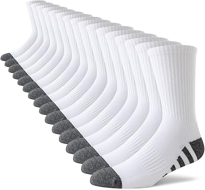 JOYNÉE 8 Pairs Mens Crew Work Cushion Socks Long Athletic Running Socks Workout Breathable Socks