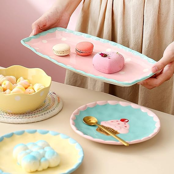 Dinnerware Sets - Luxury Gift Dishes Service Set, Ceramics Dinner Sets, 47 Pieces Cake Series Cereal Bowl Steak Plate and Mug | Porcelain Dinnerware Set for Children's Specialty Restaurant